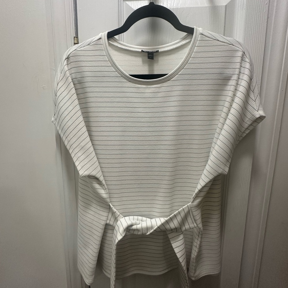 Express White Striped Tie-Front Tee